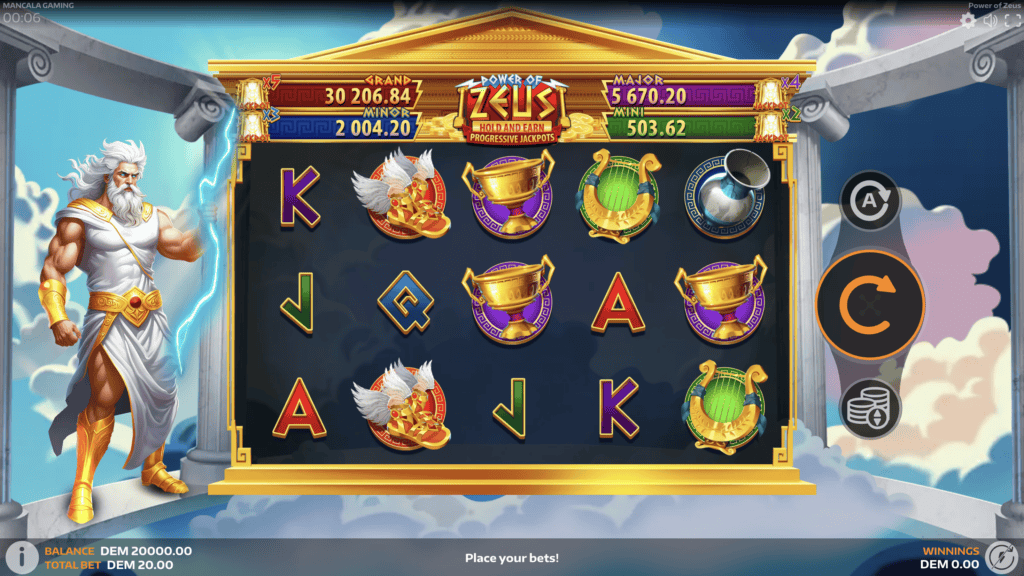 Power of Zeus Mancala Gaming ekran startowy