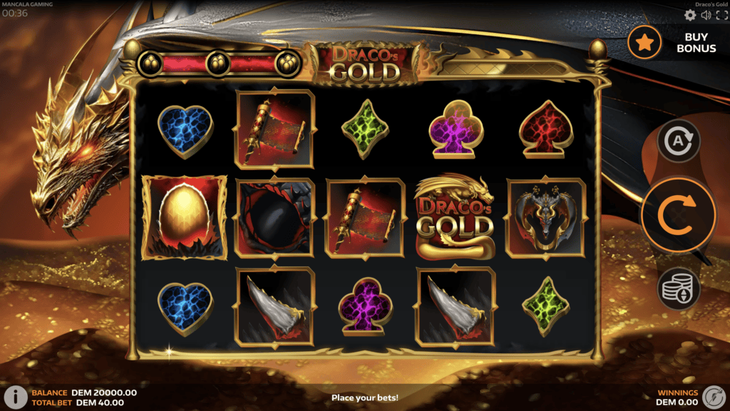 Draco's Gold Mancala Gaming ekran startowy